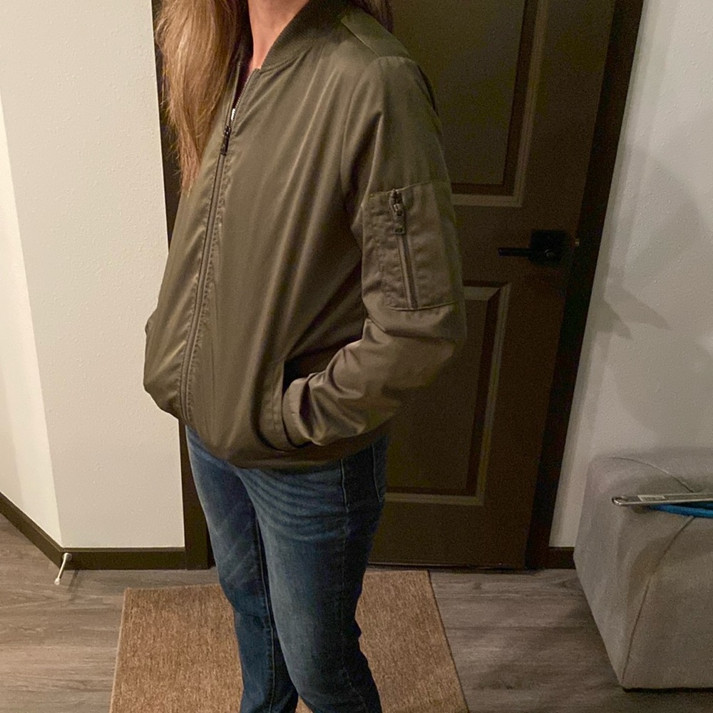 Bernardo deep olive green bomber jacket.